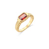 Thin Ring Band Texture Engraved Small Square Cubic Zirconia Stone Ring Black White Green Red Gemstone Ring - Image 8