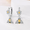 Silver Double stirrup Bee firefly zircon zircon Earrings for Women Jewelry Wedding Birthday mom Gift - Image 19