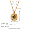 Oval Shape Green Zircon Necklace Stainless Steel Paperclip Chain Gold Plated Jewelry - Image 8