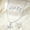 Stainless Steel Simple Exaggerated Large Flowers Pendant Necklace Ring Earrings Jewelry Set Female Creative Gift - Image 4