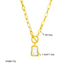 Dieyuro 316L Stainless Steel Geometric Trapezoidal Pearl Oyster Pendant Necklace For Women OT Buckle Chains Jewelry Gifts - Image 2