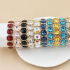 crystal bracelet For Women colorful Geometric rhinestone square elastic thread red white pink bracelet boho style - Image 2