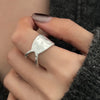 Silver Open Finger Ring Punk Heart Irregular Geometric Stackable For Women Girl Jewelry Gift - Image 28