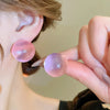 Pink Blue Oil-dropping Round Oval Stud Earrings Unique Design Bean Beads Ear Studs Earrings Temperament Ear Accessories - Image 17