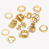 Stainless Steel Star Heart Round Twisted Open Rings Gold Plated Women Statement Jewelry - Image 3
