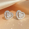 Loving Heart Zirconia Stud Earrings For Women Girls Silver Color Metal Crystal Ears Accessories Wedding Jewelry Gifts - Image 3