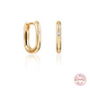 Silver Retro Geometric Square Circle Hoop Earrings for Women Gift Zircon Huggies Ear Buckle Piercing Jewelry - Image 1