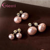 Elegant Pink Glossy Pearl Stud Earrings For Women Silver Earrings Wedding Party Geometric Jewelry Gift - Image 7