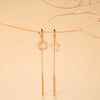 Long Tassel Drop Earrings with Clear Stone Details in Rose Gold-Tone - Image 12