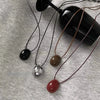 Retro Oval Sweater Chain Adjustable Drawable Black Rope Women Necklace Collarbone Chain Women - Image 3