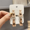 Cute Flocking Plush Rabbit Stud Earrings for Women Korean Brown Animal Bear Earring Jewelry Party Girls Gift - Image 6