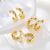 Three Pieces Set High-polished Stainless Steel C-shaped Earrings for Women, Minimalist Gold Plated Hoop Earrings - Image 4