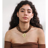 Autumn Winter Layered Acrylic Beads Handmade Chain Heart Pendant Necklace Stainless Steel Statement Jewelry - Image 3