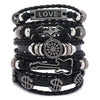 1Set Black Punk Skull Star Shaped Alloy Pu Leather Bracelet - Image 8