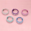Square Cubic Zirconia Hinged Piercing Clicker for 16G Septum and Ear Styles - Image 14