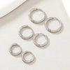 Stainless Steel Hoop Earrings Set Of 6 Simple Geometric Circle Design Chic Minimalist Style For Daily And Vacation - Image 4
