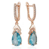 Blue Stone Long Dangle Earrings For Women Rose Gold Color Unique Zircon JEwelry Accessories - Image 6