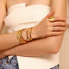 Stainless Steel Gold Plated Cuff Bangles For Women Minimalist Jewelry Crystal Star Bracelet - Image 3