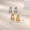 Double Circle Hoop Earrings for Women Simple Crystal Zirconia Stainless Steel Piercing Earring Jewelry - Image 3