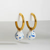Asymmetric Handmade Round Heart Flower Ceramic and Pearl Hoop Earrings for Women Golden Color Stainless Steel Circle Earrings - Image 12