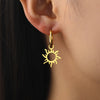 Stainless Steel Gold Color Drop Earrings Women Round Heart Flower Sun Totem Pendant Hoop Earrings Jewelry Gift - Image 2