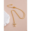 Cubic Zirconia Cross Pendant Necklace in Stainless Steel - Image 5