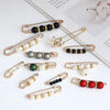 Imitation Pearl and Rhinestone Safety Pin Brooch with Multiple Designs - Image 28