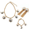 Boho Celestial Theme Jewelry Set Ladies Sun Moon Star Pendant Necklace Matching Bracelet and Tassel Dangle Earrings Ornament Set - Image 7