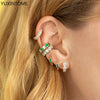 Silver Ear Needle Oval Small Zircon Hoop Earrings Colorful Zircon Gold Earrings for Women Party Jewelry - Image 4