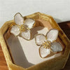 Hibiscus Dropped Glaze Flower Stud Earrings for Women Girl French Vintage Korean Wedding Romantic Jewelry Gifts - Image 1