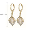 Korean Angel Eye Earrings Gold Color Plated Rhinestones Inlay Tulip Petal Hoop Earring Women's Party Jewelry - Image 6