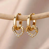 Heart Stainless Steel Earrings for Women Zircon Gold Color Hoop Earring Aesthetic Ear Piercing Jewelry Accessories - Image 21