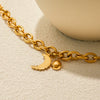 Minimalist Gold Color Plated Stainless Steel Rhinestone Water Drop Pendant Black Oil Drop Moon Pendant Bracelet Women - Image 4