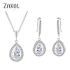 Cubic Zirconia Water Drop Dangle Earrings Bridal Wedding Party Jewelry Set Gift - Image 1