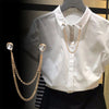 Pearl Rhinestone Men Women Jewelry Pins Brooches Shirt Blouse Tassel Lapel Pins Collar Needle Metal Chain Brooches Accessories - Image 2