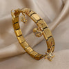 Inlaid Zircon Starfish Turtle Pendant Stainless Steel Cuff Bracelet Bangle For Women Elastic Adjustable Jewelry - Image 4