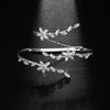 New Luxury CZ Zircon Flower Plam Bracelet Link Finger Ring One Piece Bangle Popular Jewelry New Trendy Handlets for Women