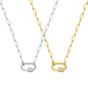 Pave Zircon Pin Pendant Neckalce for Women, Adjustable Stainless Steel Paperclip Chain Jewelry - Image 4