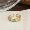 Silver Open Finger Ring Golden Enamel Donut Dazzling Geometric Punk For Women Jewelry Gift - Image 52