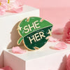 Monstera Leaf Pronoun Enamel Pins, She/Her They/Them Green Plant Lapel Brooches - Image 5