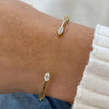 Gold Plated Geometric Women Jewelry Sparking Tear Drop CZ Wrap Open Adjusted Cuff Bangle - Image 1