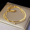 316L Stainless Steel 2 Layer Blade Circular Bead Anklet Ladies High Jewelry Beach - Image 1