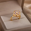 Spinner Zircon Heart Four Leaf Clover Rings For Women Stainless Steel Fidget Ring Jewelry Christmas Gift - Image 18