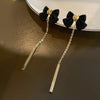 Black Bowknot Earrings for Women Light Bow Drop Earrings Vintage Charms Jewelry Gift - Image 1