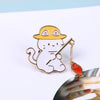 Creative Cat Fishing Design Metal Enamel Brooch Cartoon Cute Animal Badge Pin Friend Gift Jewelry Accessories - Image 7