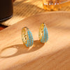 Turquoise Hoop Earrings for Women Temperament Gold Color Plated Micro-Intact Blue Zircon Party Ear Accessories - Image 8