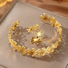 Stainless Steel Bracelet Rings Set Hollow Flowers Unusual Retro Bracelet Ring For Women Jewelry High-quality Gift - Image 2