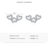Modian 925 Sterling Silver Romantic Heart to Heart Ears Stud Earrings for Women Wedding Engagement Jewelry Valentine's Day Gifts