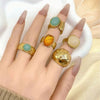 3 Pieces Of Retro Punk Exaggerated Asymmetrical Ring Set, Suitable For Women's Simple Geometric Hollow Circular Uniq - Image 5