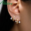 Moonmory Unique Design Brands Brass Huggie Hoop Earring For Women Minimalist Pear Marquise Gold Plated Earring - Image 1